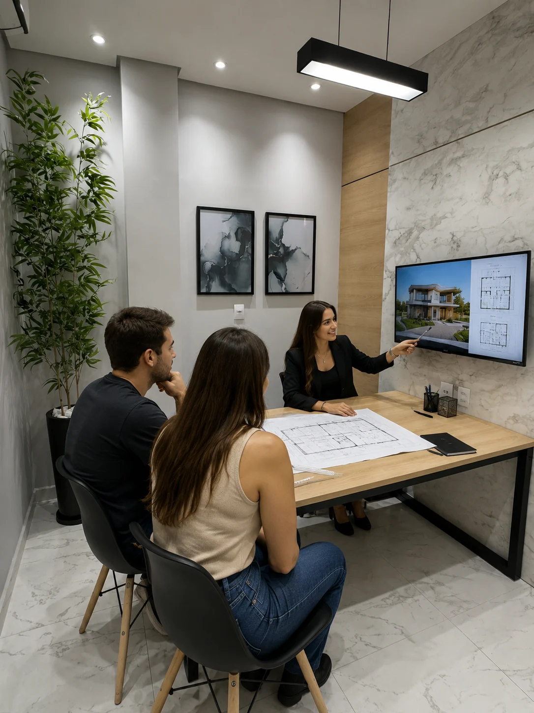 Sala de reunião com apresentação no Vera Cruz